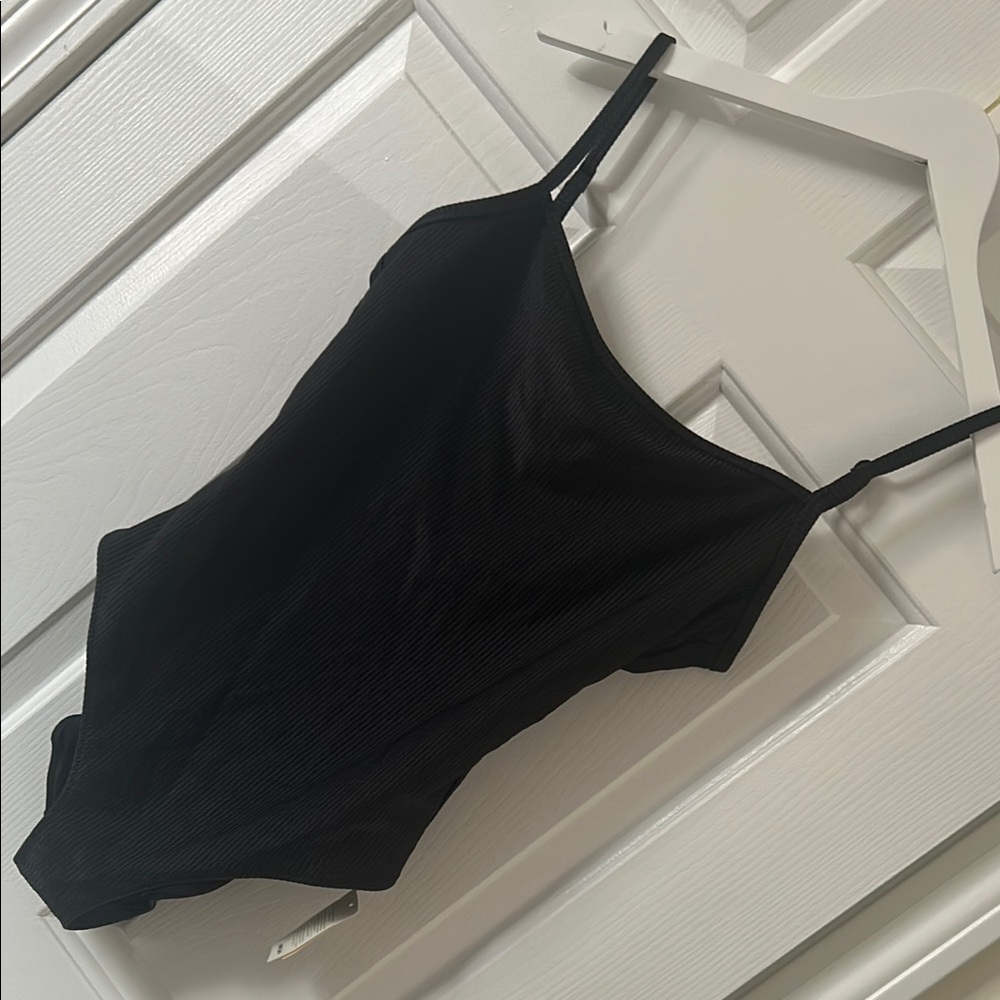2/$30 Aerie Swim ~ NWT Black Shine Ribbed One Piece Full Coverage